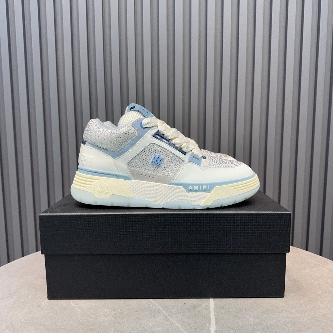 AMIRI Light Blue & White Rhinestone-Detail Chunky Sneakers