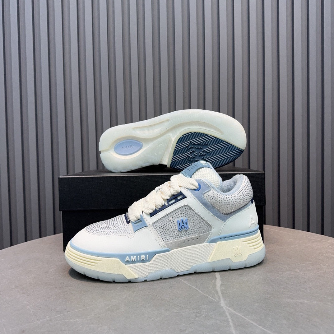 AMIRI Light Blue & White Rhinestone-Detail Chunky Sneakers