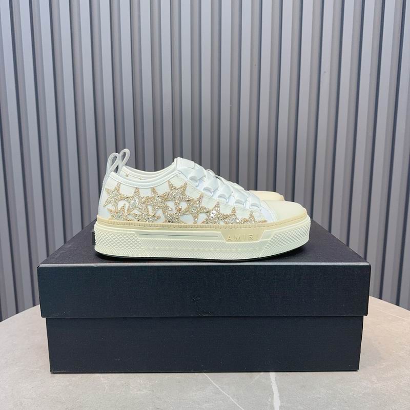 AMIRI White & Gold-Tone Glitter-Star Low-Top Sneakers