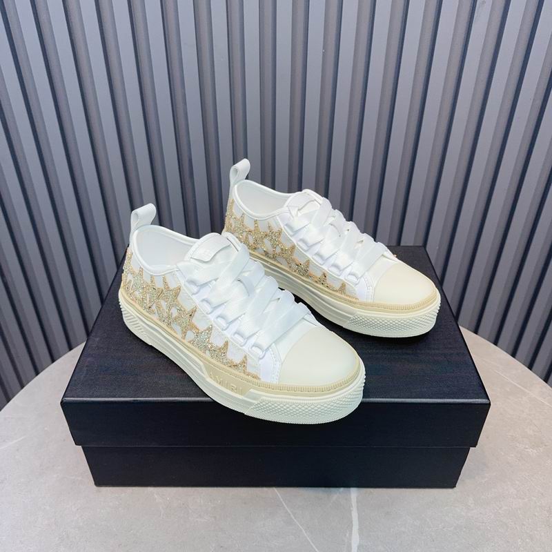 AMIRI White & Gold-Tone Glitter-Star Low-Top Sneakers