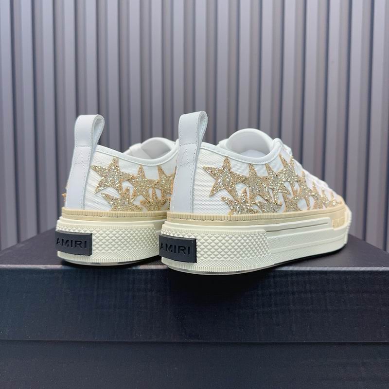 AMIRI White & Gold-Tone Glitter-Star Low-Top Sneakers