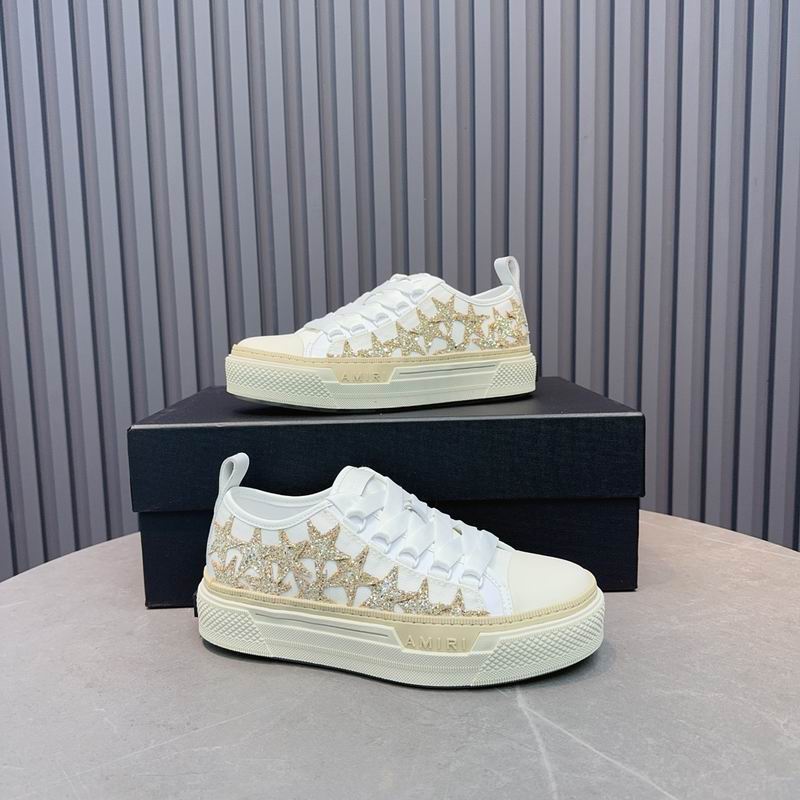 AMIRI White & Gold-Tone Glitter-Star Low-Top Sneakers