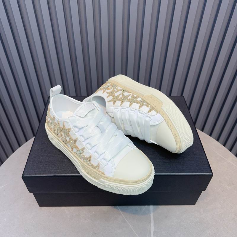 AMIRI White & Gold-Tone Glitter-Star Low-Top Sneakers