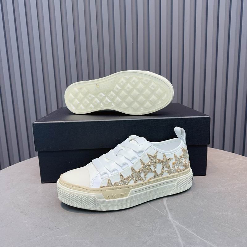 AMIRI White & Gold-Tone Glitter-Star Low-Top Sneakers