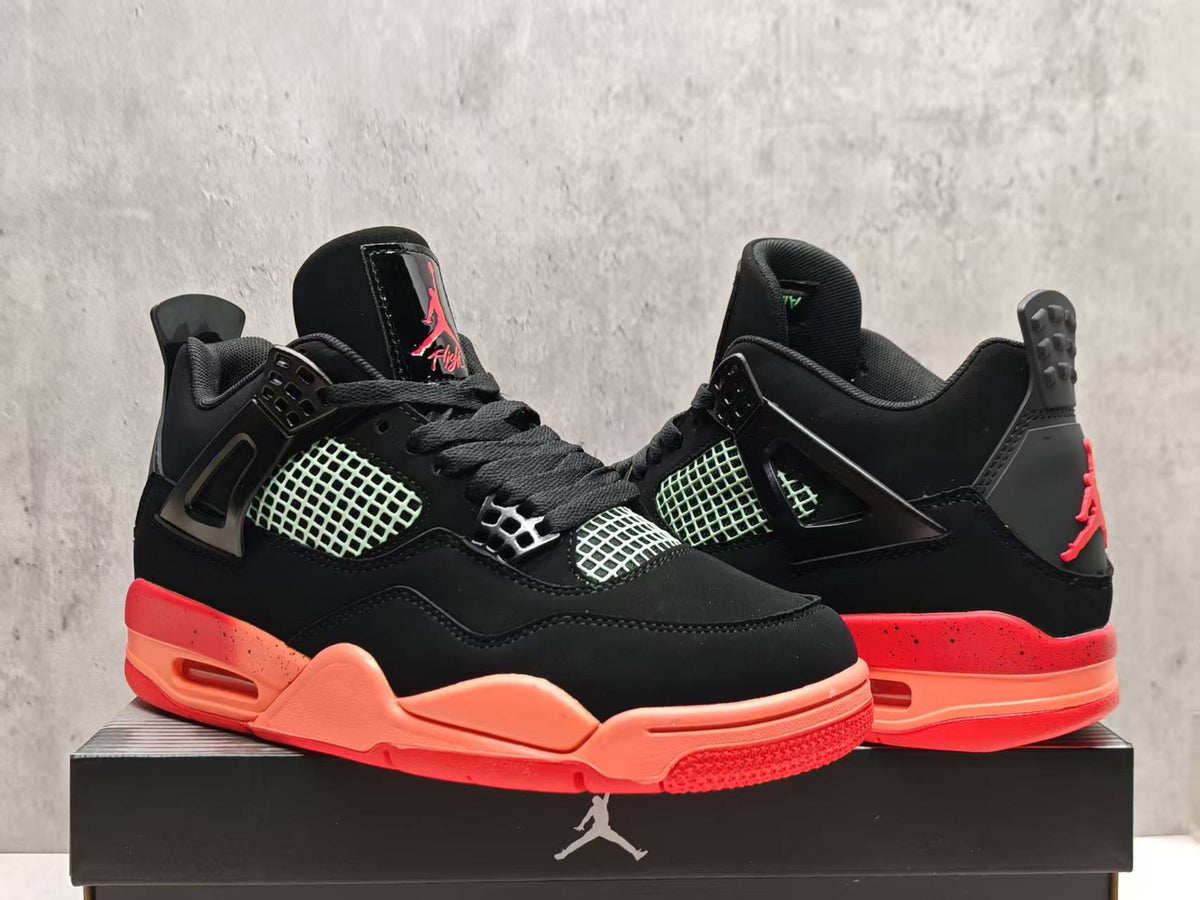 AJ4 Infrared Sneakers | Black & Coral Red