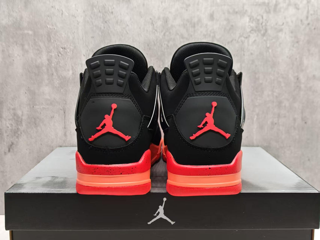 AJ4 Infrared Sneakers | Black & Coral Red