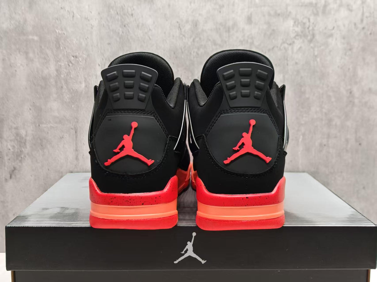 AJ4 Infrared Sneakers | Black & Coral Red