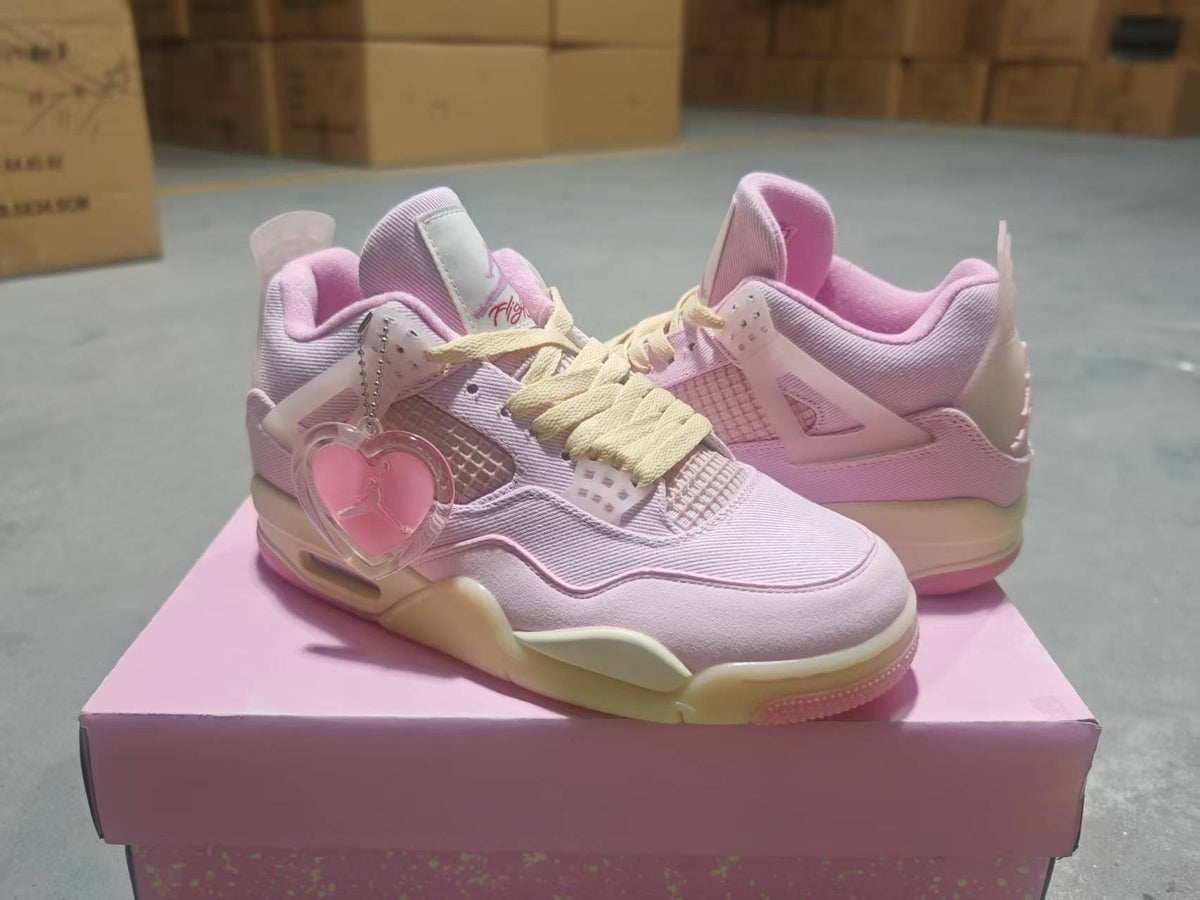 AJ4 Blush Pink & Cream Lace-Up Sneakers