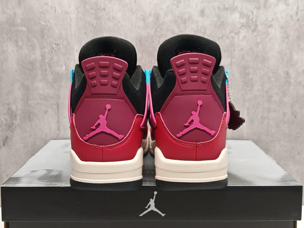 AJ4 Beet Red & Pink Lace-Up Sneakers