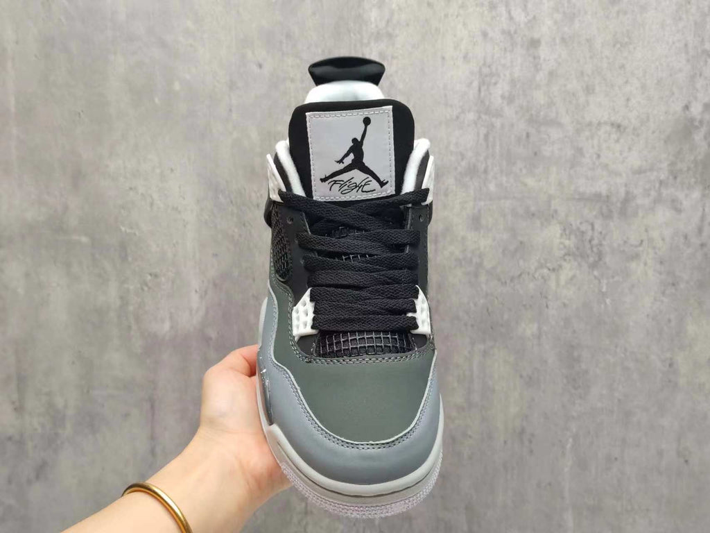 AJ4 Grey & Black Sneakers | Speckled Midsole