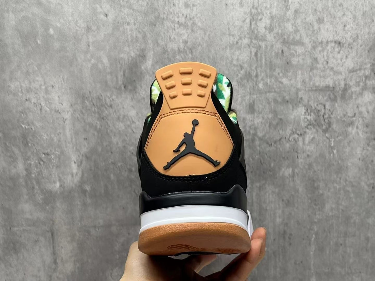 AJ4 Bamboo Black & Tan Lace-Up Sneakers