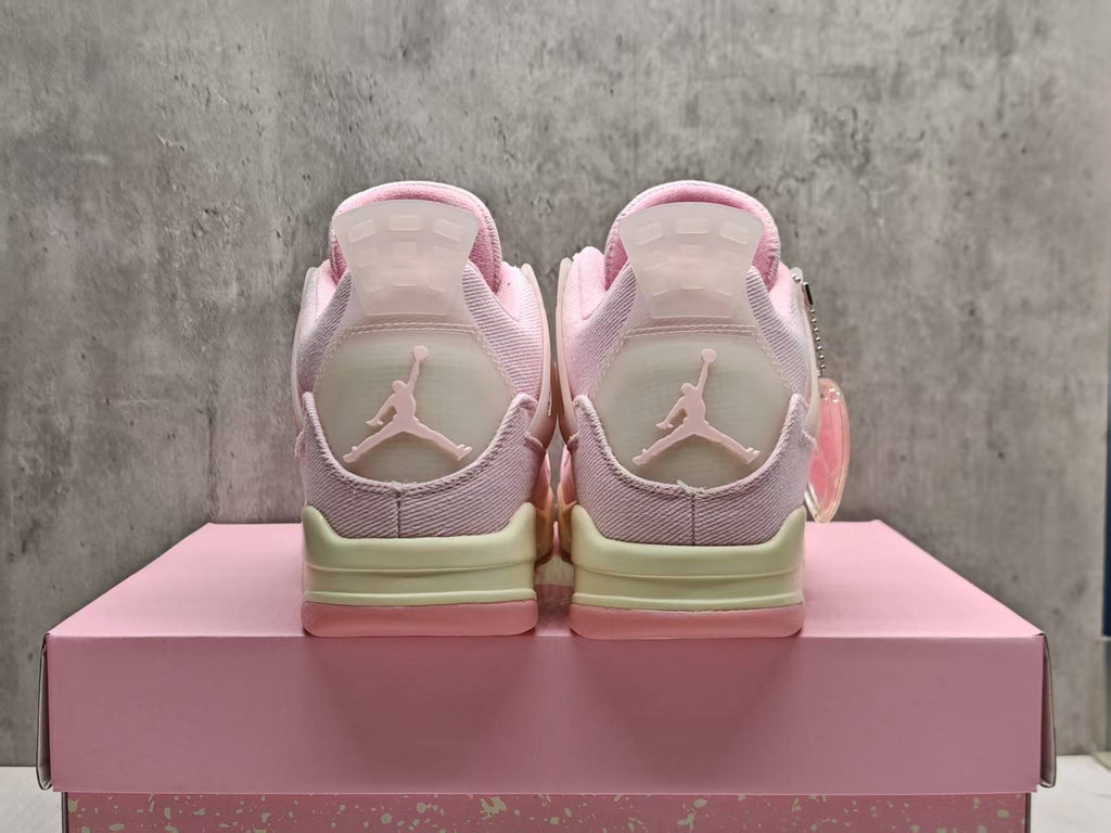 AJ4 Blush Pink & Cream Lace-Up Sneakers