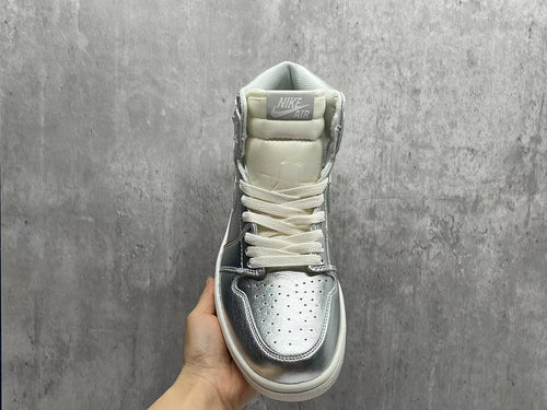 AJ1 Metallic Silver High-Top Sneakers